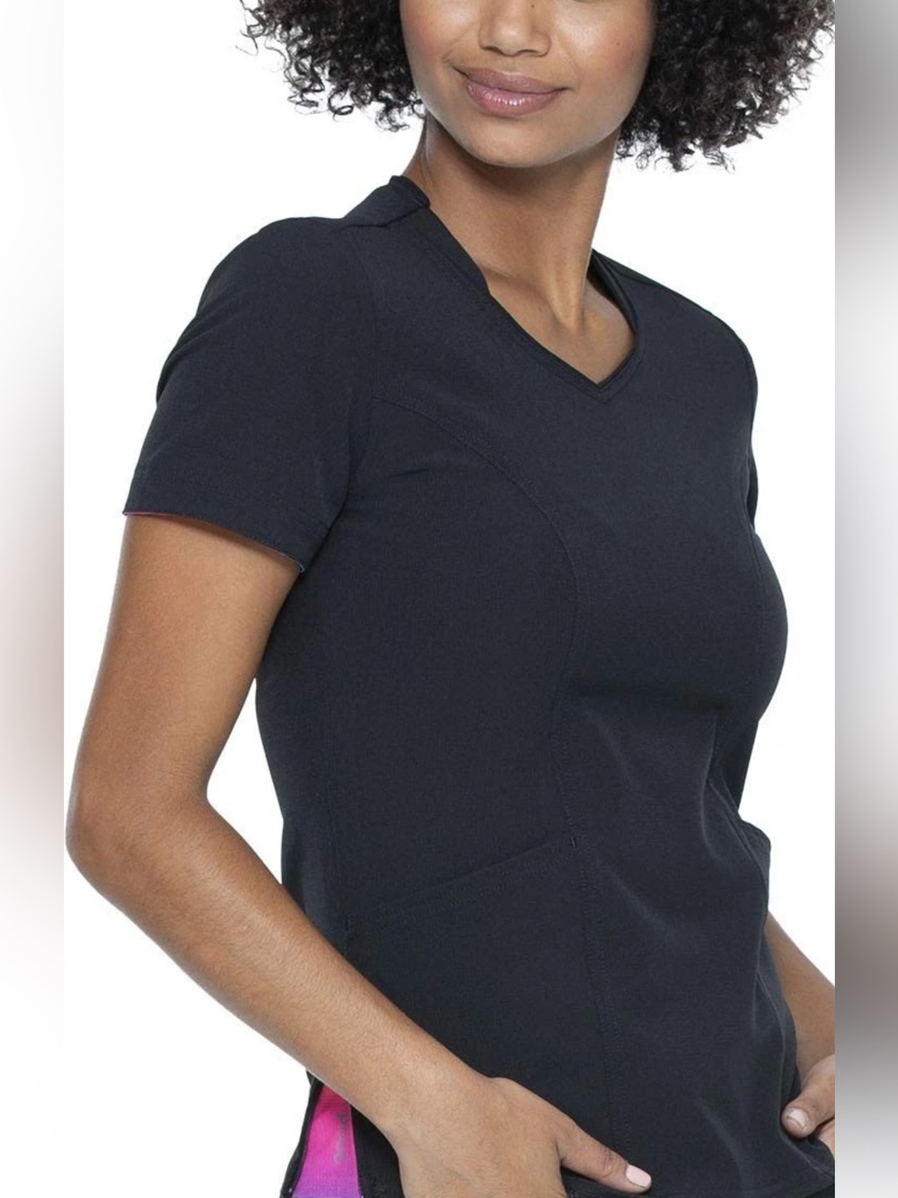 HeartSoul Black V-Neck Scrub Top with Lime Accent 2XL